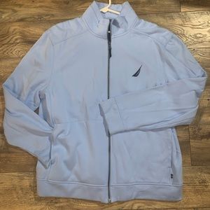Men’s XL Nautica Lightweight Jacket Light Baby Blue Logo Pockets EUC